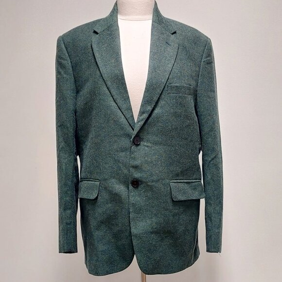 Studio Suits Haberdasher Green Tweed Suit Jacket Size: 42 Reg.